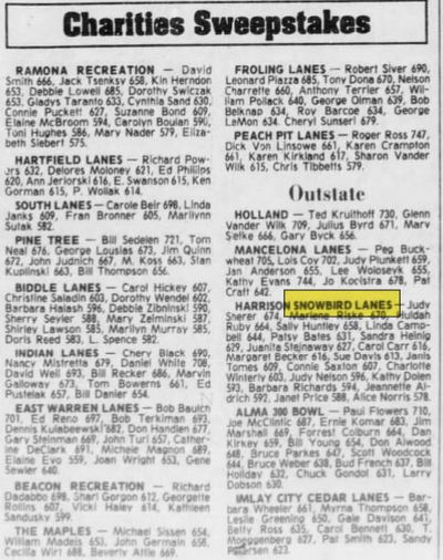 Snowbird Lanes - Jan 1980 Results (newer photo)